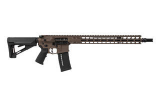 Brown Radian Weapons Model 1 .223 Wylde 17.5 inch AR 15 features an ambidextrous charging handle and ambi lower